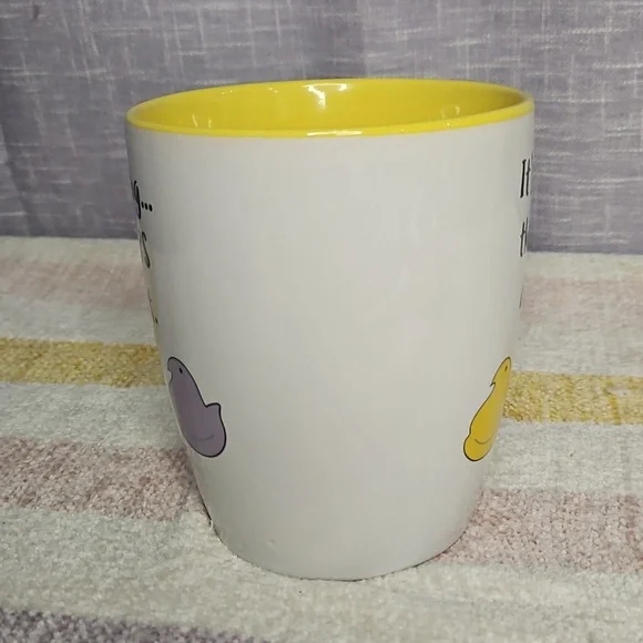 Yellow and White Spring Mug with Peeps Design - Picture 4 of 9